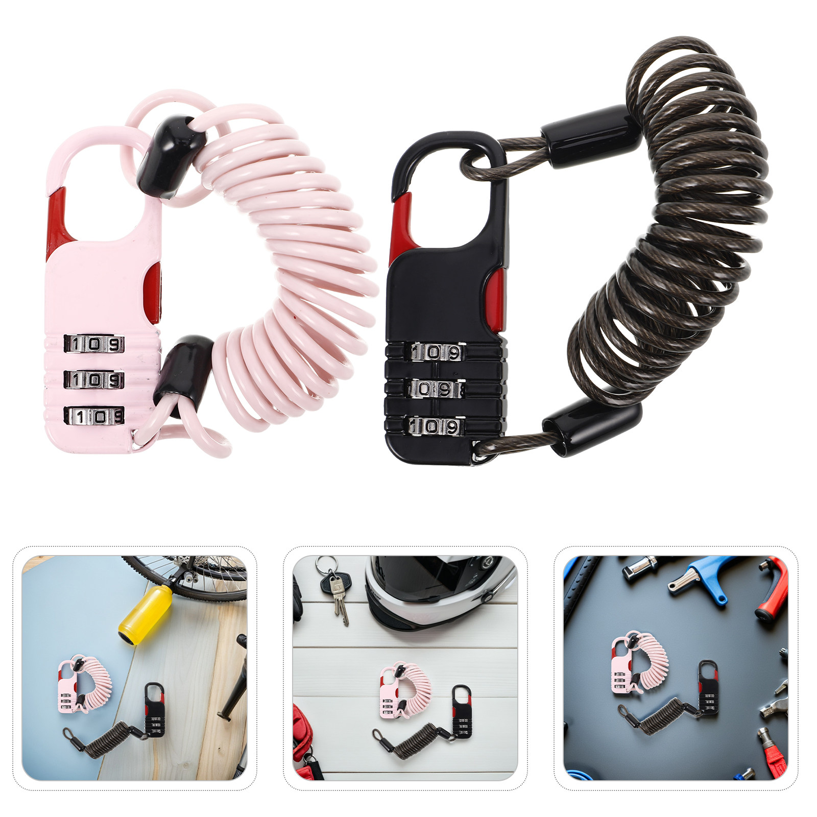 Cable Lock Combination - قطعتان من قفل الدراجة المضاد للسرقة