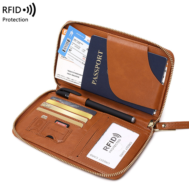 Travel Accessories Rfid - غطاء جواز سفر من الجلد مع