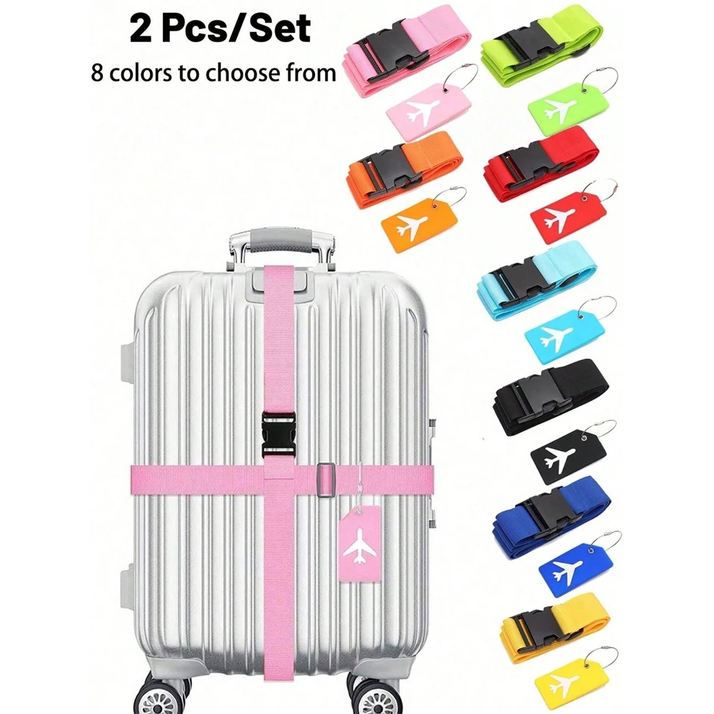 Travel Accessories International - مجموعة حزام الأمتعة مع علامة الأمتعة