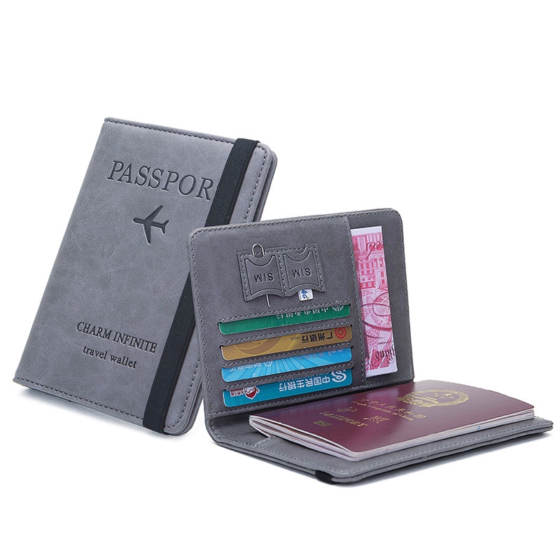 Travel Accessories Rfid - شريط مطاطي غطاء جواز سفر جلدي