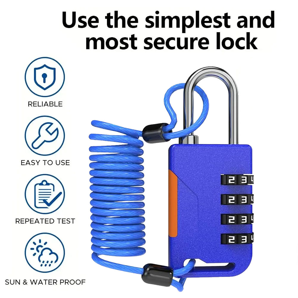 Cable Lock Combination - قفل مجمع مكون من 4 أرقام