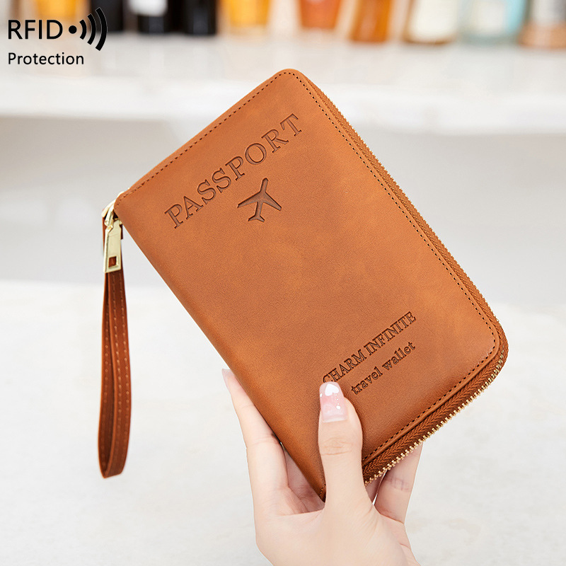 غطاء جواز سفر من الجلد مع حجب  - مراجعة Travel Accessories Rfid وسعره