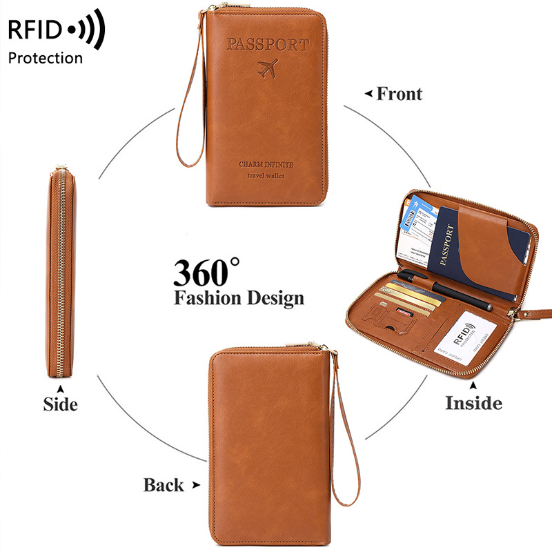 غطاء جواز سفر من الجلد مع حجب  - مراجعة Travel Accessories Rfid وسعره