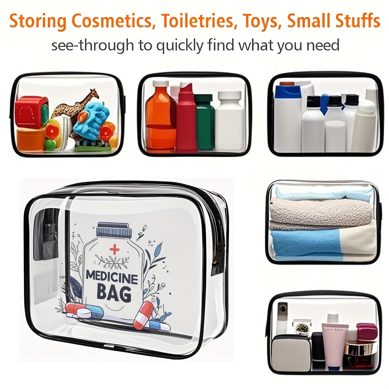 حقيبة مكياج شفافة قطعة واحدة،  - مراجعة Toiletry Bag Tsa وسعره