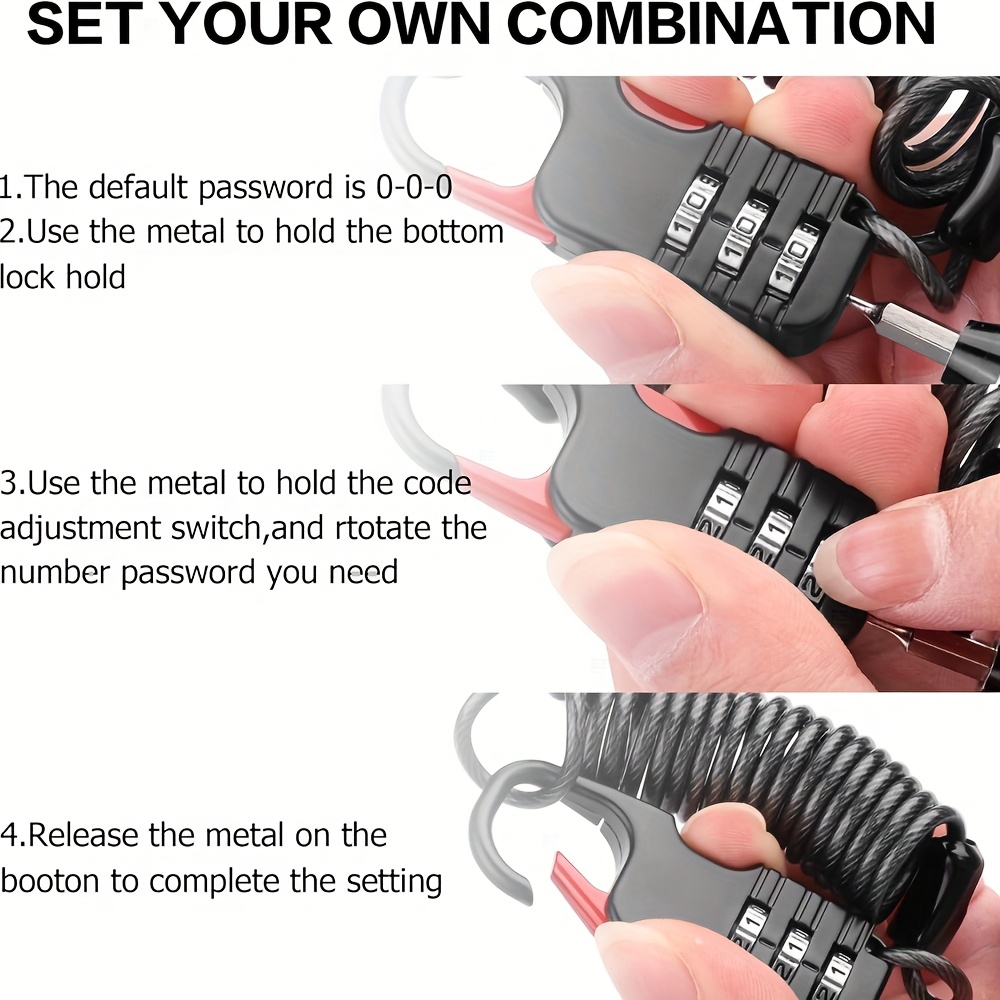 قفل أمان برمز من 3 أرقام مع كا - مراجعة Cable Lock Combination وسعره