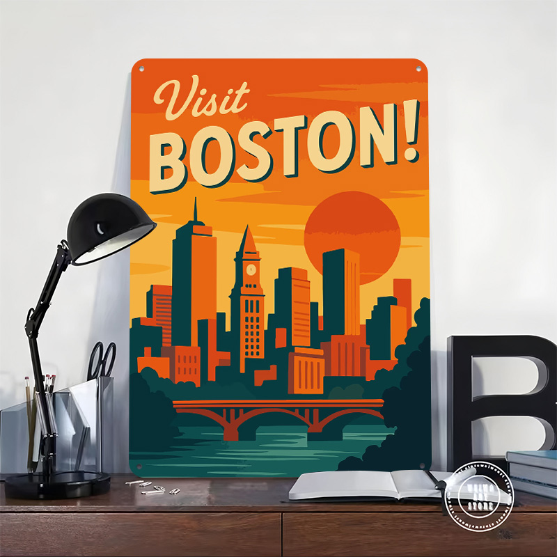 ملصق معدني بتصميم بوسطن السياح - مراجعة Travel Accessories For Europe وسعره
