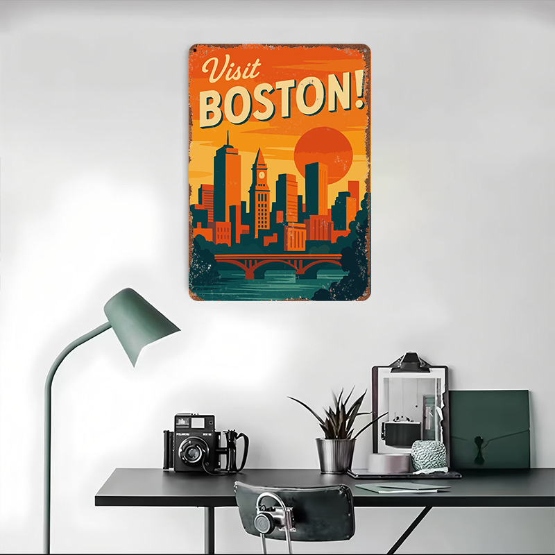 ملصق معدني بتصميم بوسطن السياح - مراجعة Travel Accessories For Europe وسعره
