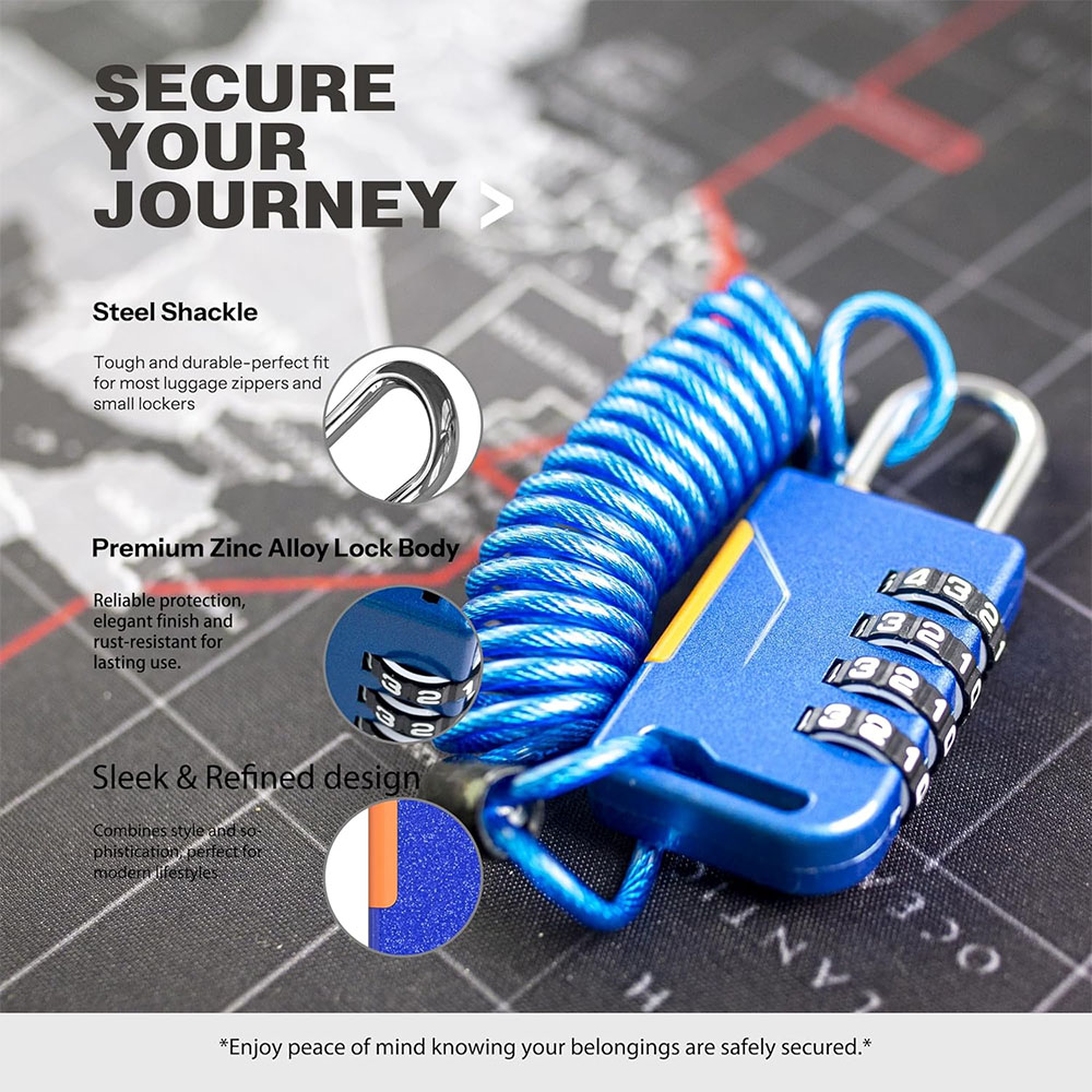قفل مجمع مكون من 4 أرقام مع كا - مراجعة Cable Lock Combination وسعره